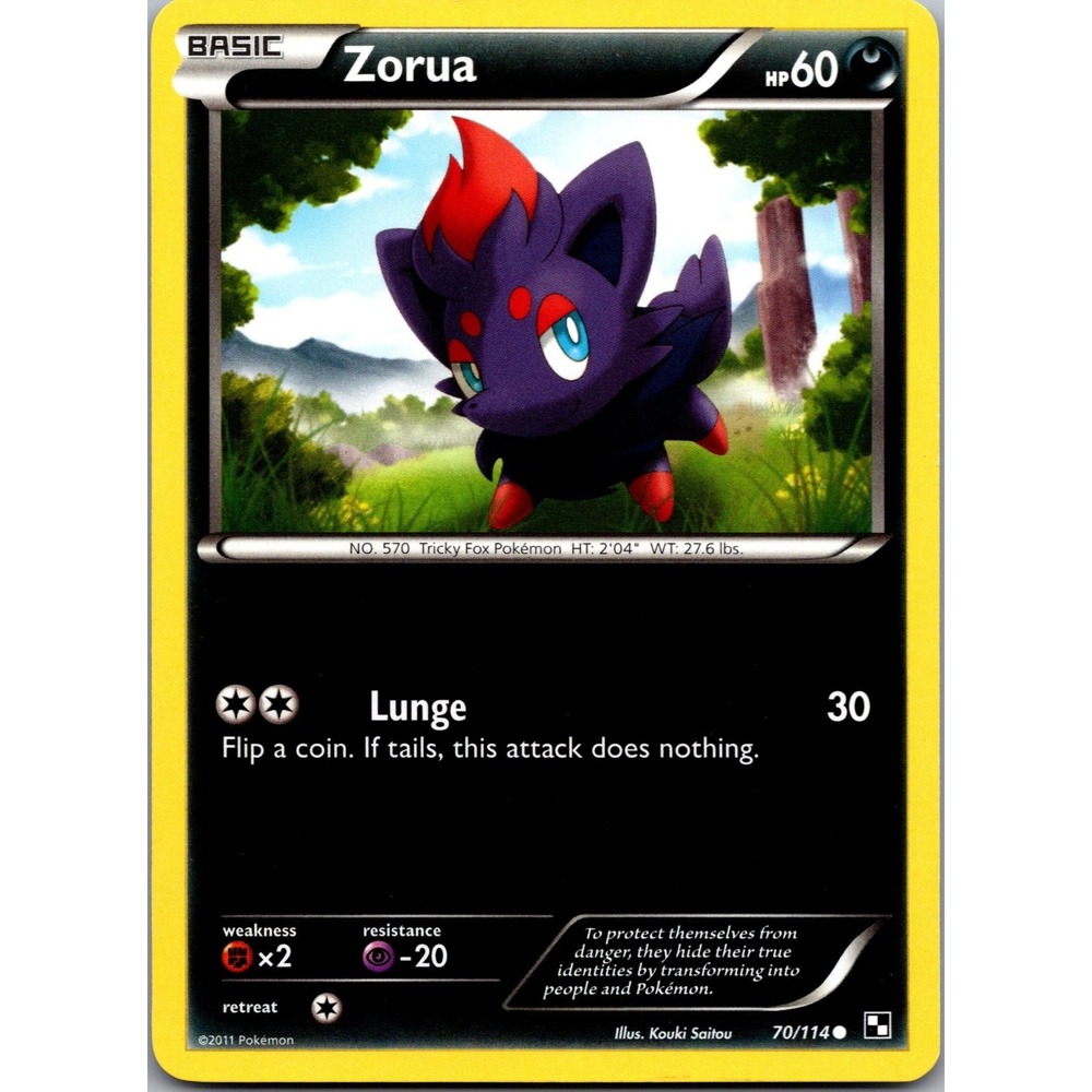 Zorua Common Black and White 70/114 MP tcga+ Normal